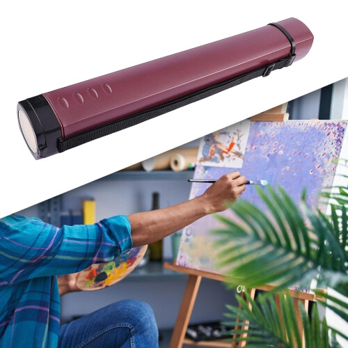 Expandable Red Document Storage Tube with Adjustable Strap for Blueprints and Posters 1