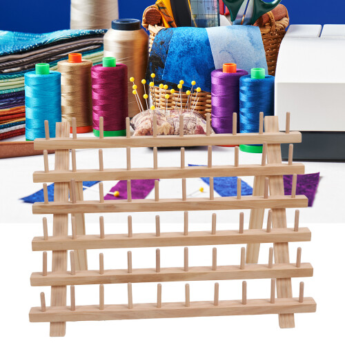 60 Spools Wooden Thread Rack Beechwood Folding Organizer 30x40cm 1