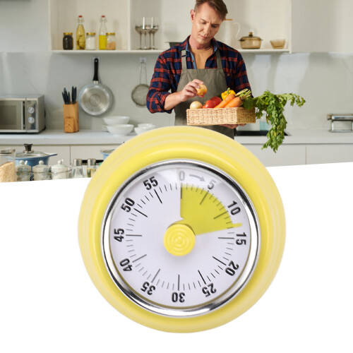 Mechanical Countdown Timer Stainless Steel Visual Dial Pale Yellow