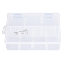 Clear Plastic Small Parts Organizer Box, 7 Compartment Storage Container with Removable Dividers for Screws, Bolts and Jewelry