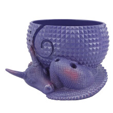Purple Ceramic Yarn Bowl with Dragon Design, Tangle Holes and Ample Storage for Knitting