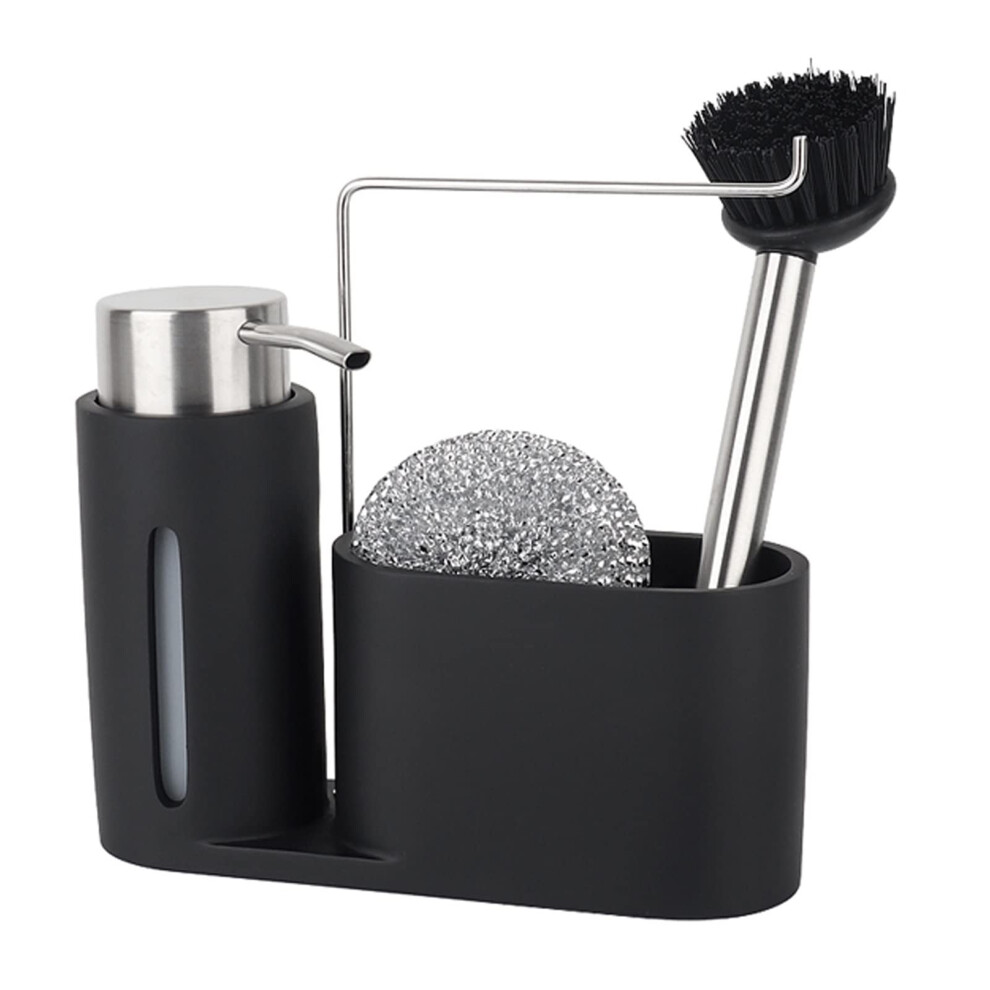 Kitchen Sink Soap Dispenser With Storage Rack, Stainless Steel Refillable Pump Bottle For Countertops 9053599584742