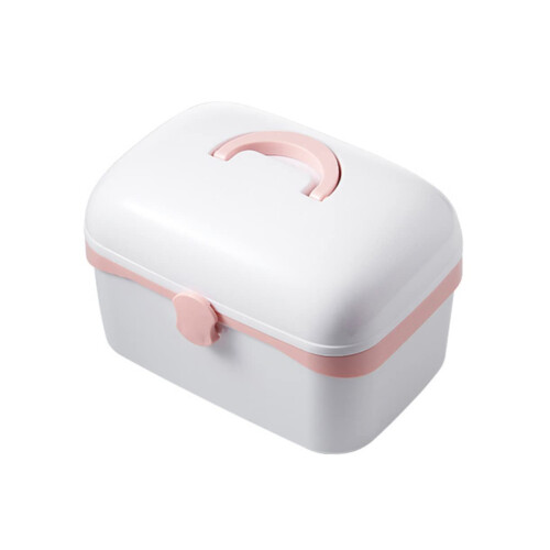 Lockable Medicine Storage Box with Large Capacity and Removable Compartments for First Aid Organizer