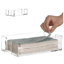 Guest Towel Holder Clear Acrylic Napkin Organizer for Bathroom Kitchen Hotel Countertop 9.3x5.5x2.5
