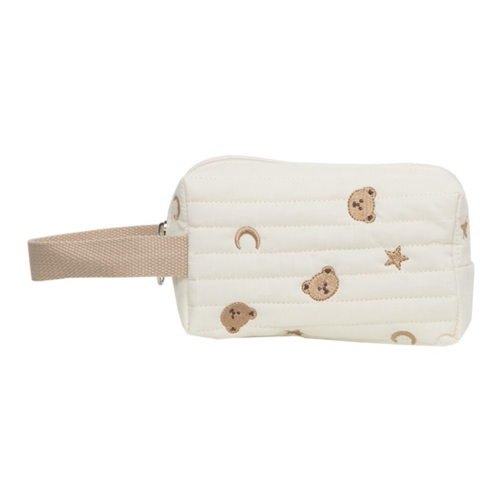 Kawaii Bear Quilted Makeup Bag Mini Travel Cosmetic Pouch Cute Aesthetic Pencil Case Organizer