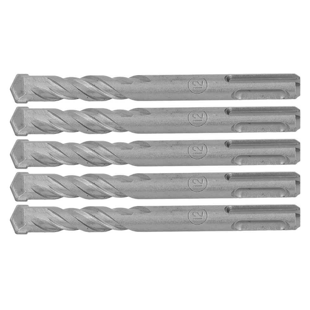 5Pcs Spiral Impact Drill Bits 110Mm 12Mm Cemented Carbide Tip 8441389629970