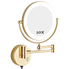 Round Wall Mounted Makeup Mirror with 360 Rotation for Bathroom Vanity, Shaving and Facial Care
