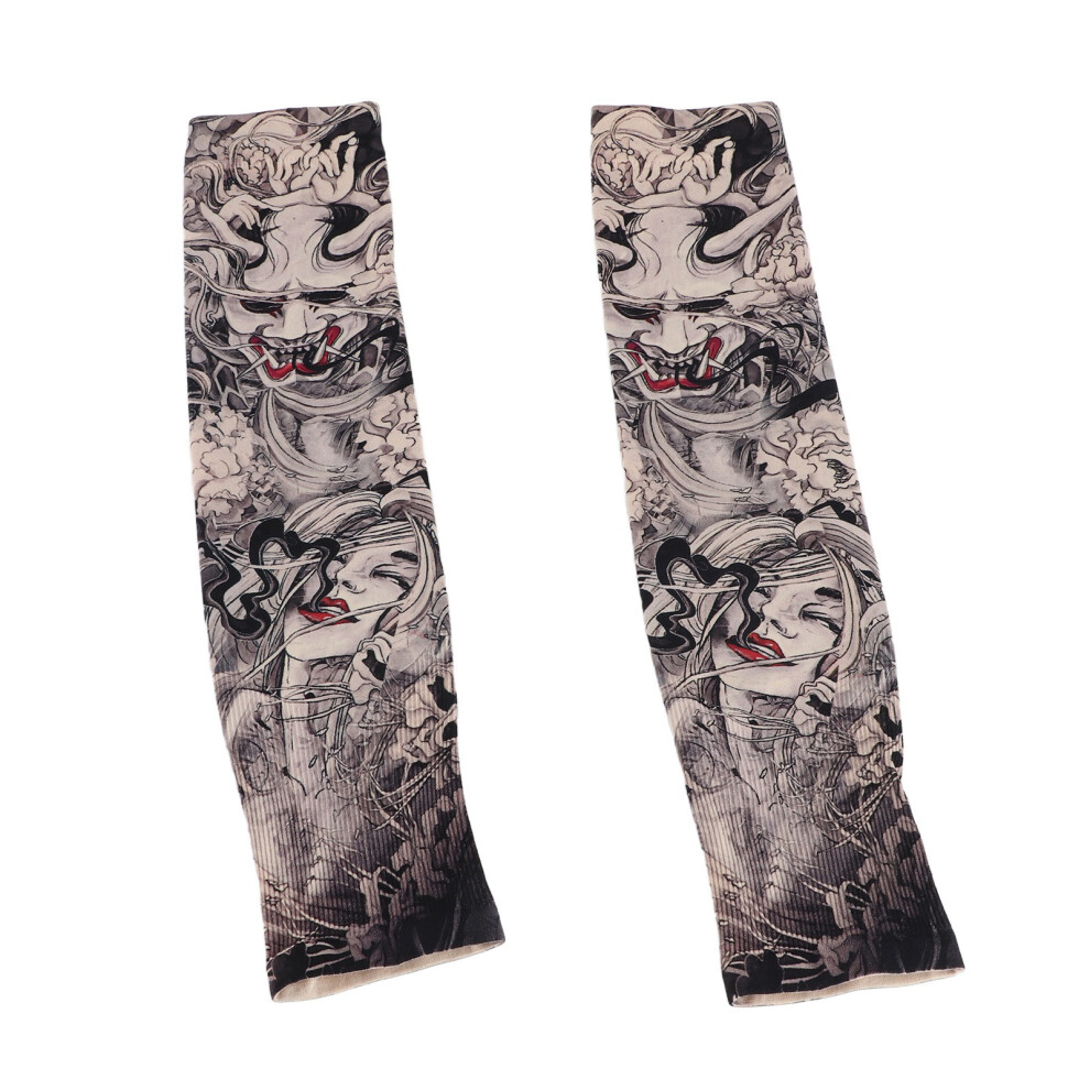 Ice Silk Tattoo Pattern Arm Sleeves Sun Protection UV 50+ for Cycling & Outdoors