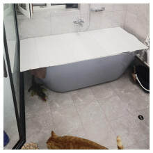 Foldable PVC Bathtub Cover Tray for Heat Retention and Storage, Waterproof Bath Lid 66x97cm