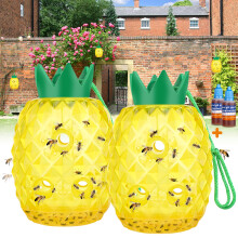 Wasp Trap Outdoor 2 Pack Pineapple Shape Yellow Jacket Catcher, Reusable NonToxic Insect Control