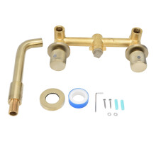 Grifo de lavabo mural de cobre G1/2 con acabado dorado cepillado