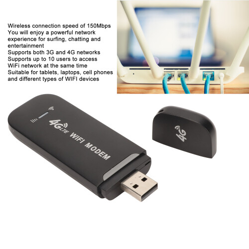 Portable 4G LTE USB WiFi Router 150Mbps Support 10 Users Black 2