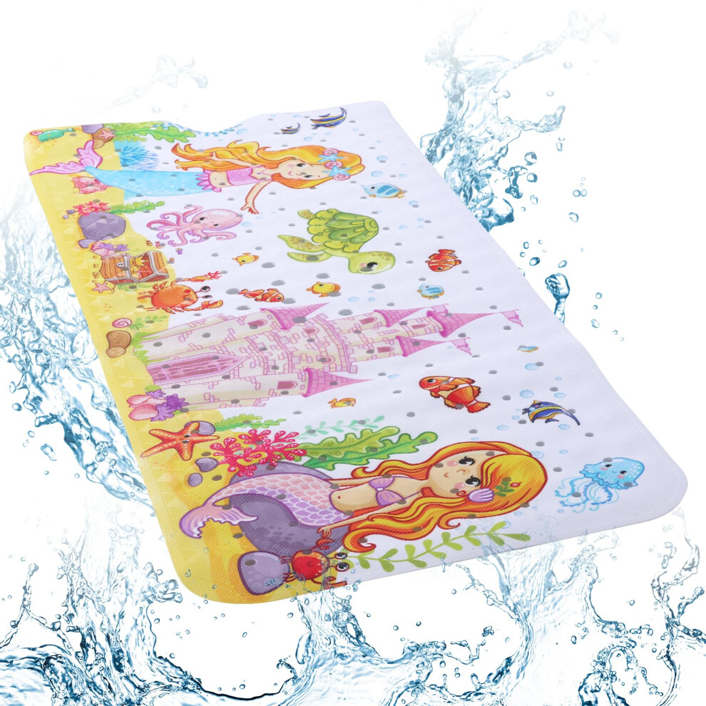Baby Bath Mat 40x16in Non Slip Toddler Bathtub Mat with 200 Suction Cups Sea Theme Washable