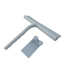 Shower Squeegee with Streak Silicone Blade and NonSlip Handle for Bathroom Glass Cleaning Gray