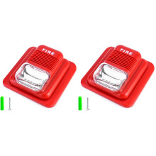 Fire Alarm Strobe Siren, Wired 12V 24V DC Ultra Loud 105dB with Bright Six LED Light, Pack of 2