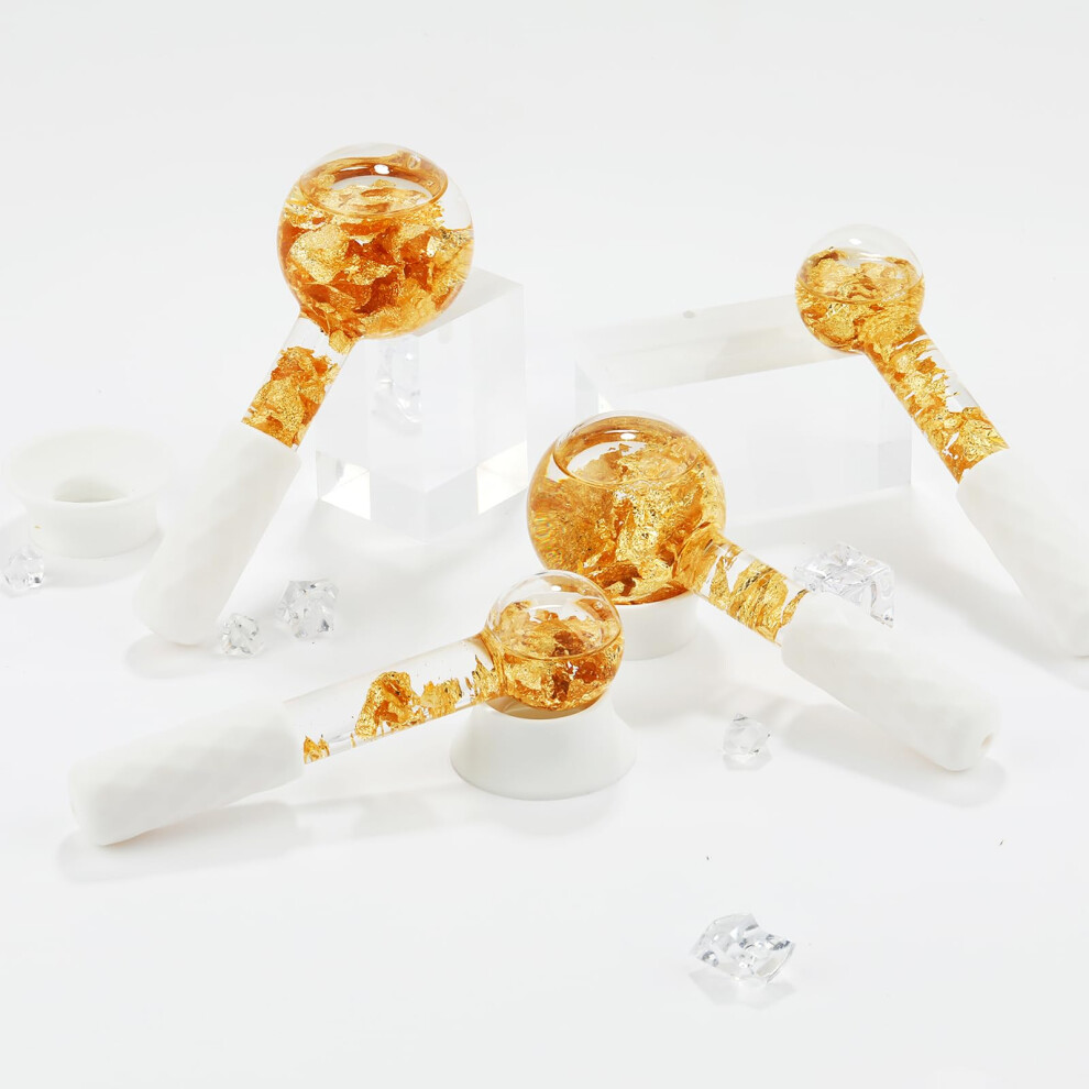 Gold Facial Ice Globes Set Â Cryotherapy Facial Globes For Cooling Massage, Antipuff & Firming Skin