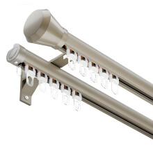 Double Curtain Rod Set 7.2FT Champagne Finish HeavyDuty Adjustable Wall Mount for Windows and Bedroom