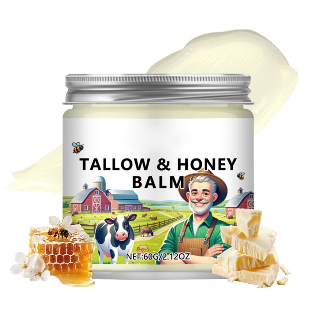 Beef Tallow Balm with Honey  Grass Fed Moisturizer for Deep Hydration and Fast Absorption