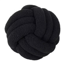 Knot Pillow Black 28cm Handmade Round Throw Cushion for Sofa Bed and Living Room Decor