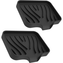 2 Pack Silicone Soap Dish with Drain, Self Draining Waterfall Holder for Bathroom Kitchen Sink