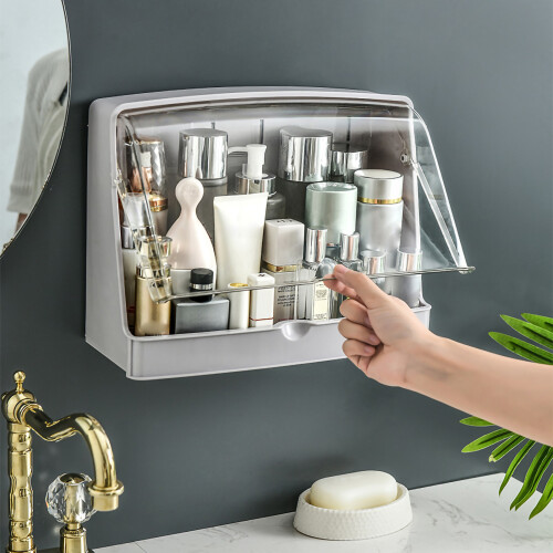 Wall-Mounted Skin Care Product Rack, Plastic, White 2