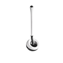 Toilet Brush with Holder Long Handle Bathroom Cleaning Brush Breathable Base Black or White
