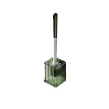 Toilet Brush Set with Wall Mounted or Floor Standing Holder, Hygienic Concealed Storage, Transparent Green
