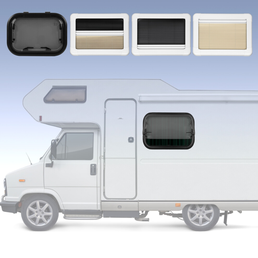 Campervan Window 500X350mm Push Out Acrylic Black 7293282963733