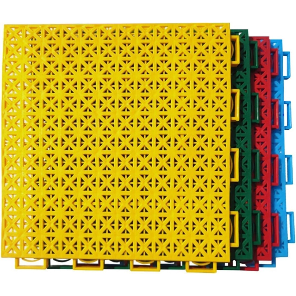 Outdoor Interlocking Floor Tiles, Rapid Drainage Nonslip Modular Sports Court Mats, 16Pcs Blue 9053599589204