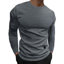 Men's Long Sleeve Crew Neck Casual Blouse Gray