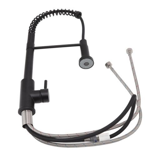 Single Handle Spring Faucet360 Universal Extendable Kitchen Faucet with Pull Down Hose Black 2