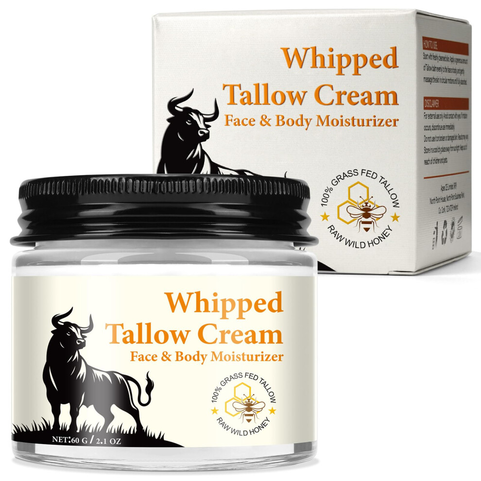 Cream Beef Tallow With Honey For Deep Hydration, Natural Tallow Moisturizer For Face And Body, 2Oz