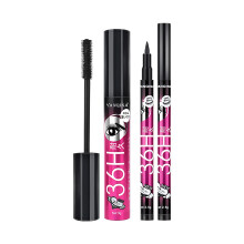 Waterproof SmudgeProof Fiber Lash Mascara and Precision Eyeliner Set for Long Lasting Eye Makeup