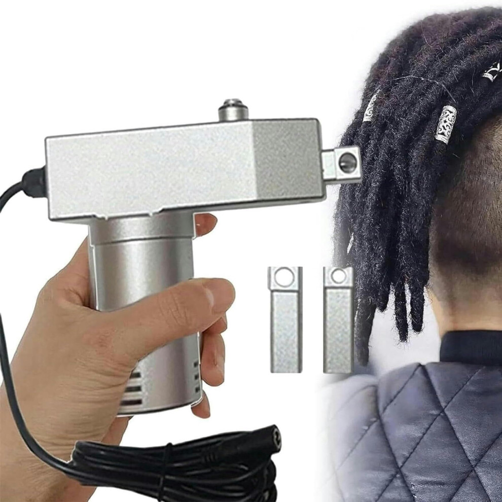 Electric Dreadlock Machine with Multiple Head Sizes for Fast Styling of Human and Synthetic Hair
