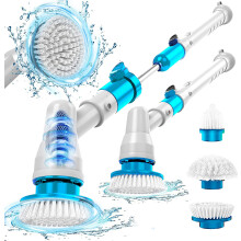 Electric Spin Scrubber Cordless Long Handle Rechargeable Cleaning Brush with 3 Heads for Bathroom, Tile, Tub, Floor