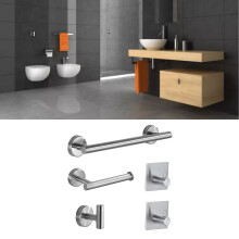 5 Pieces Bathroom Hardware Set - Stainless Steel, Silver, 610g