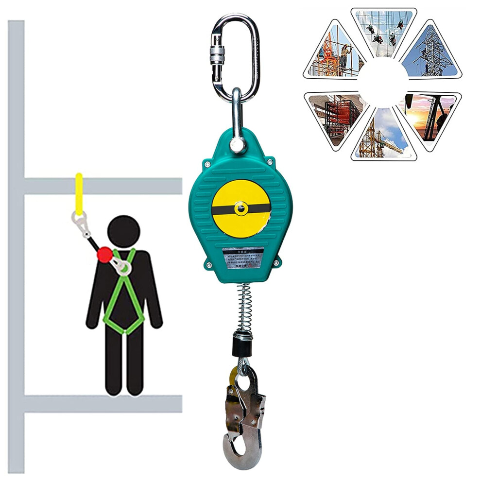 Retractable Fall Arrester 10M Self Retracting Lifeline With Shock Absorbing Lanyard 150Kg Load Roof Safety 9169991289502