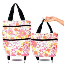 2 in 1 Waterproof Foldable Shopping Trolley Bag with Smooth Wheels and Compact Storage Design