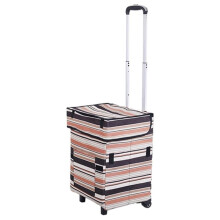 Foldable Oxford Cloth Shopping Trolley Bag with Smooth Rolling Wheels for Indoor and Outdoor Groceries