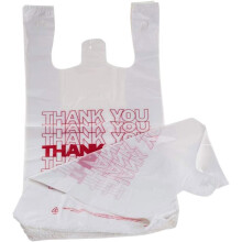 Plastic Shopping Bags 100 Pack Thank You Print Durable Large Grocery Bags with Handles White