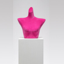 Female Torso Mannequin with Bold Red Accent for Sewing, Lingerie and Store Display Half Body