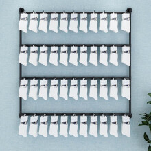 Wall Mounted Jewelry Display Stand with Hooks, Large Black Metal Rack L150xH100cm for Retail