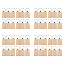 48 Pcs Blank Houten Sleutelhanger Rechthoek Sleutelhanger Tags Hout Sleutelhangers Sleutelhanger voor DIY