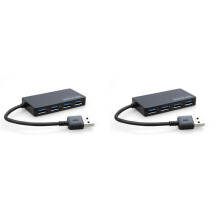 2X USB 3.0 Hub 4 Port High Speed Slim Compact Expansion Splitter
