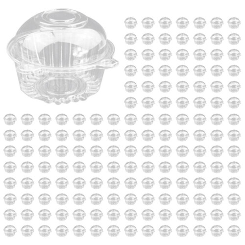 200 Peças de PláStico Transparente Caixa de Bolo de Cupcake Simples Caixa Titular de Muffin CúPula