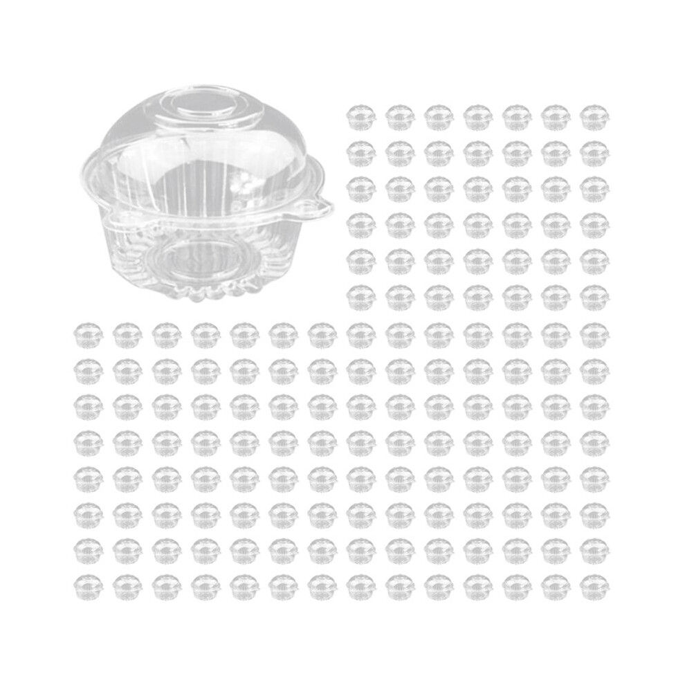 Typecat 200 Pieces Of Transparent Plastic Single Cupcake Cake Box Muffin Dome Holder Box