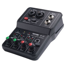 2X TEYUN Q-12 Geluidskaart Audio Mixer Geluidskaart Console Bureau Systeem Interface 4 Kanaals 48V Power Stereo Computer Geluidskaart