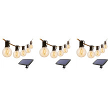 3X G40 Solar Betriebene LED Leuchten 18Fuß Draussen Terrasse Globus Kette Lichter 1,5W 10 Glühbirnen