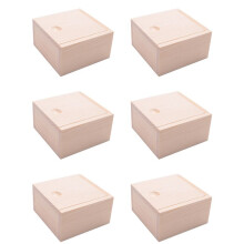 6X Caixa de Armazenamento de Madeira Lisa Pequena para Joias Pequenos Gadgets de Presente Cor de Madeira
