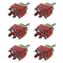 6X AC 250V 15A Latching 3 Way -Off- Single Pole Double Throw Toggle Orange